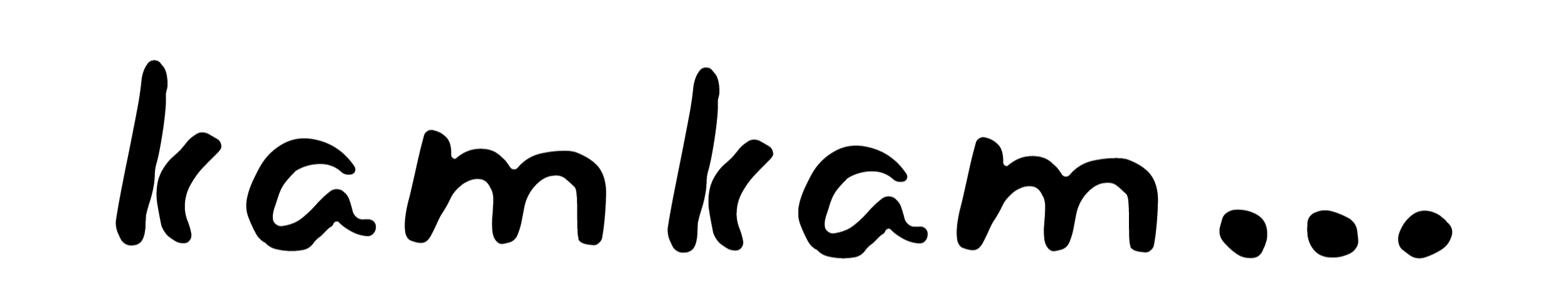 Black and white logo for a coffee shop called 'Kam Kam Café with a series of dots.