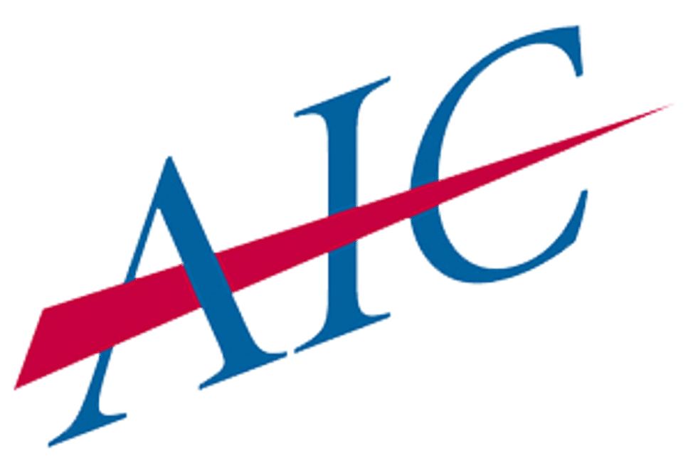 Logo of the American Life Insurance Company, featuring red and blue stylized letters 'AIC' with a red swoosh.