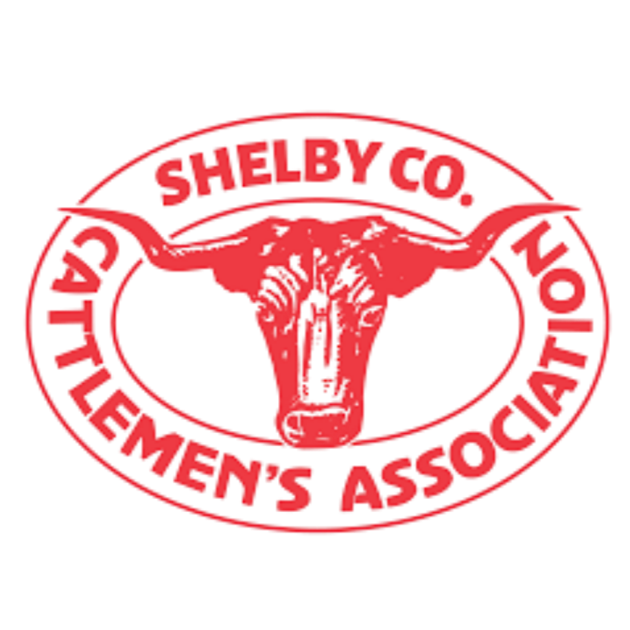 Red logo with a longhorn skull and the text 'Shelby County Sheriff's Association'.