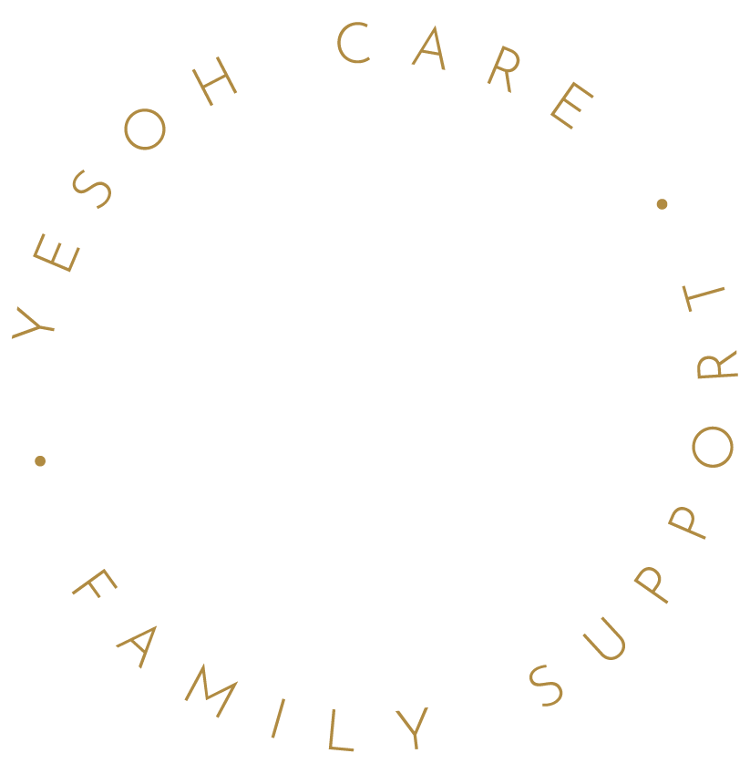 Gold circular text reading 'Yes Oh Care. Family Support' around a blank white center.