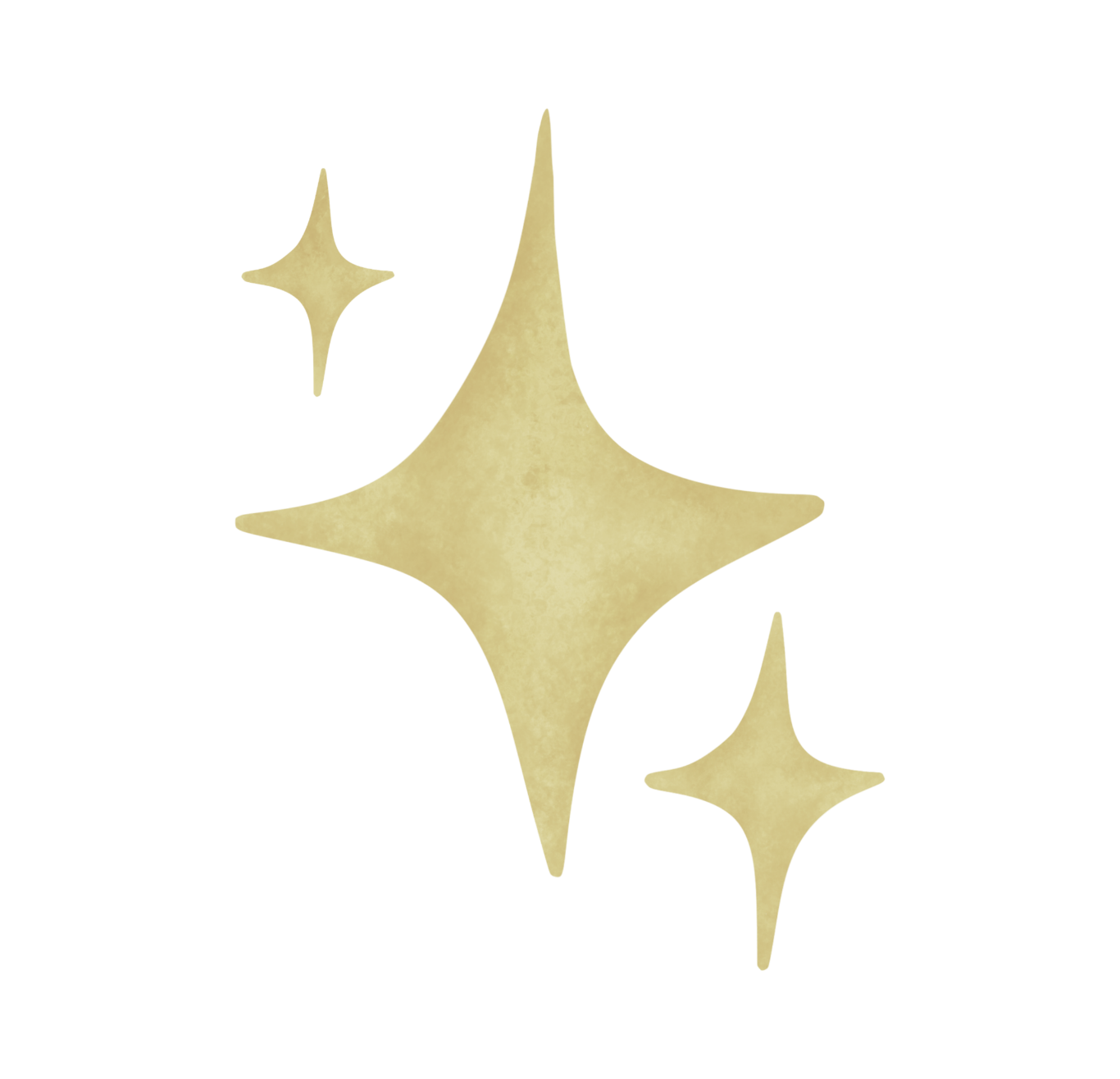 A digital illustration of three shiny, gold star-shaped objects with a textured surface, floating against a black background.