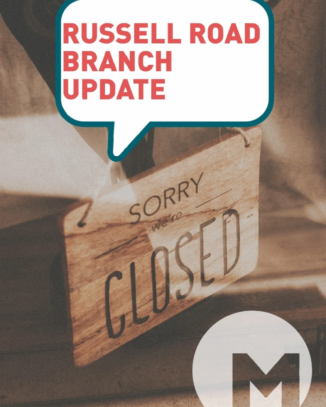 Due to a water leak, our Russell Road Branch is closed today, September 8, 2026.
At this time, we anticipate reopening tomorrow and will provide updates if anything changes.
Thank you for your patience and understanding.