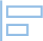 Simple line art icon with two horizontal rectangles, one above the other, on a blue background.
