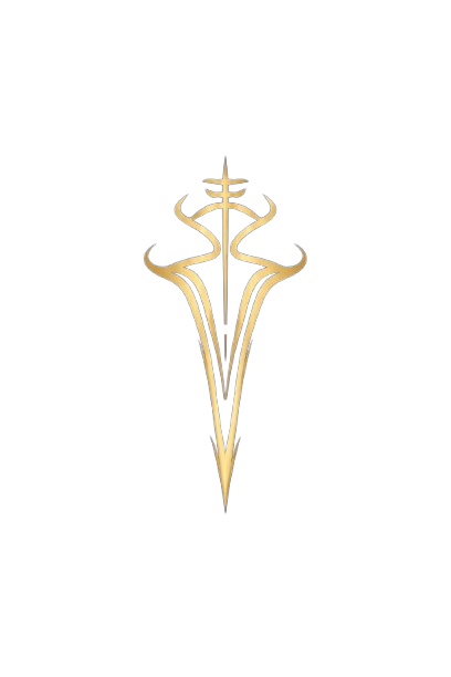 A black background with a gold, stylized emblem. LOGO