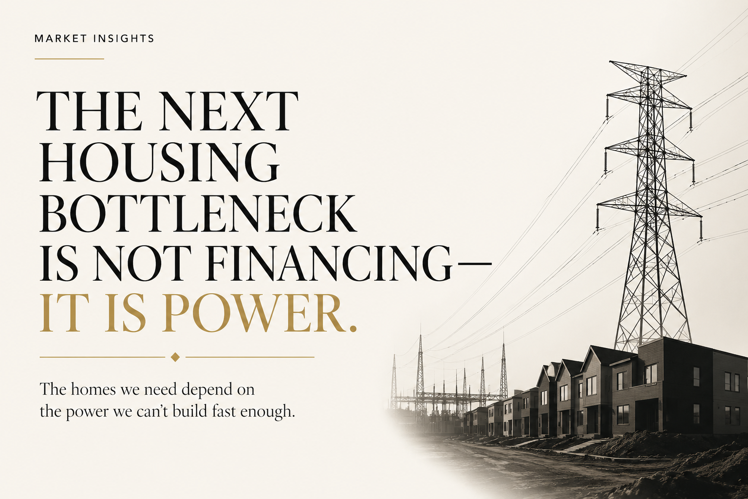 The Next Housing Bottleneck Is Not Financing. It Is Power.