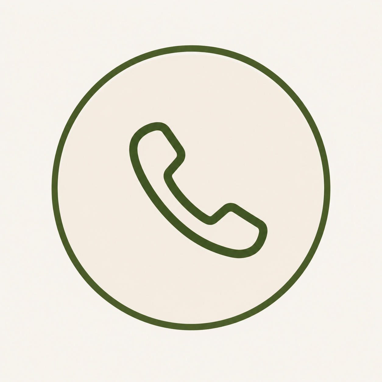 Symbol eines Telefons in einem Kreissymbol, typisch für Anruf- oder Kontaktoptionen.