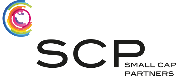Logo med färgglada cirklar och texten "SCP Small Cap Partners".
