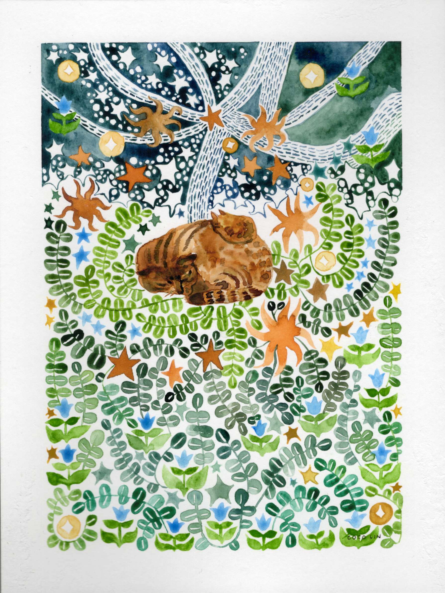 Original Cat Watercolor Painting