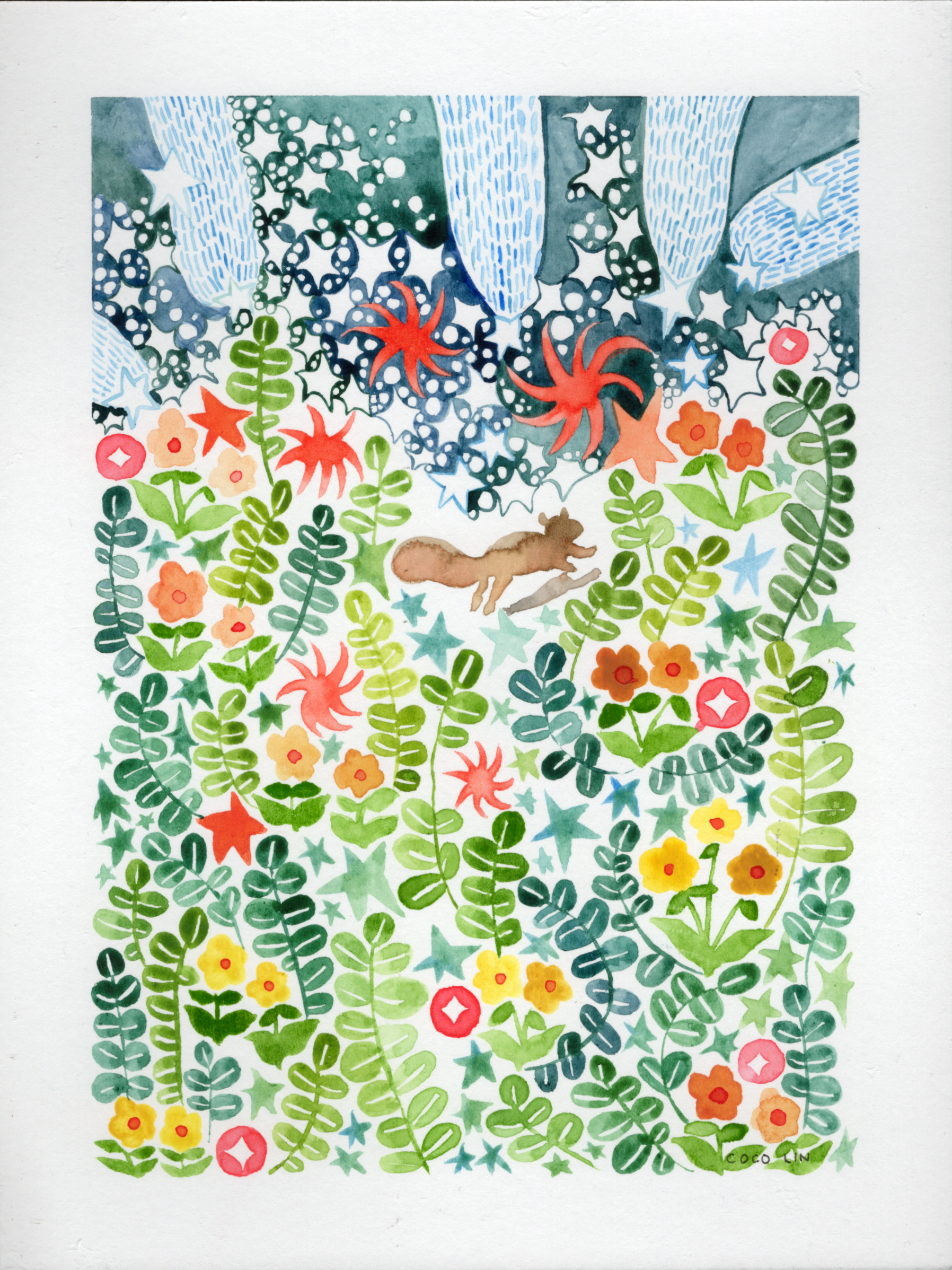 Original Squirrel Watercolor Painting