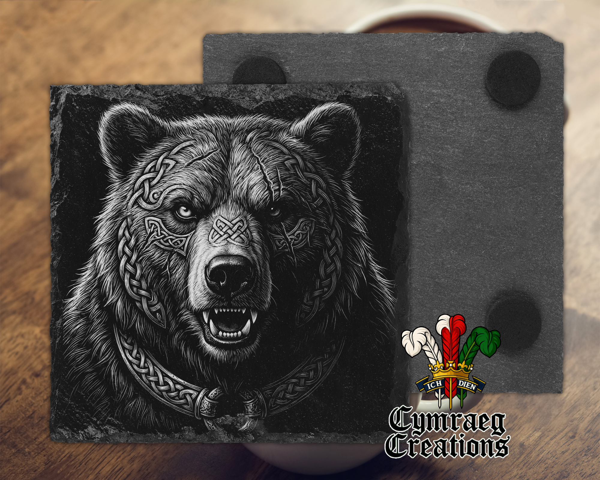 Celtic Animals Engraved Slate Coasters