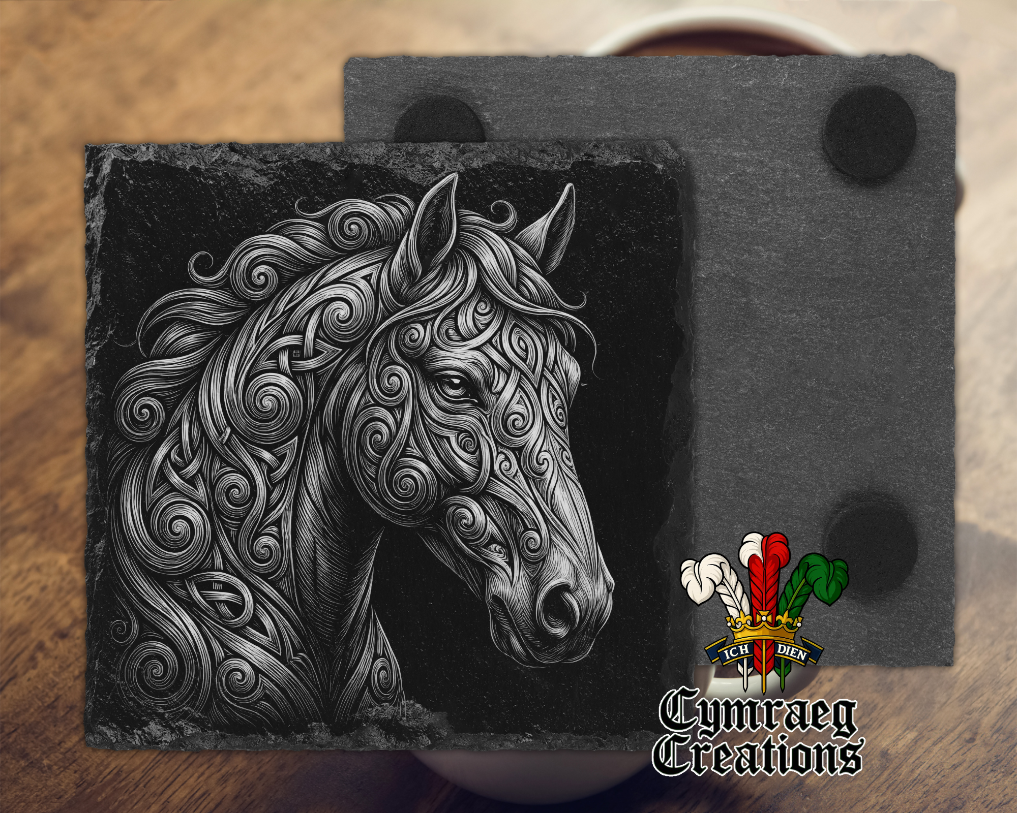 Celtic Animals Engraved Slate Coasters