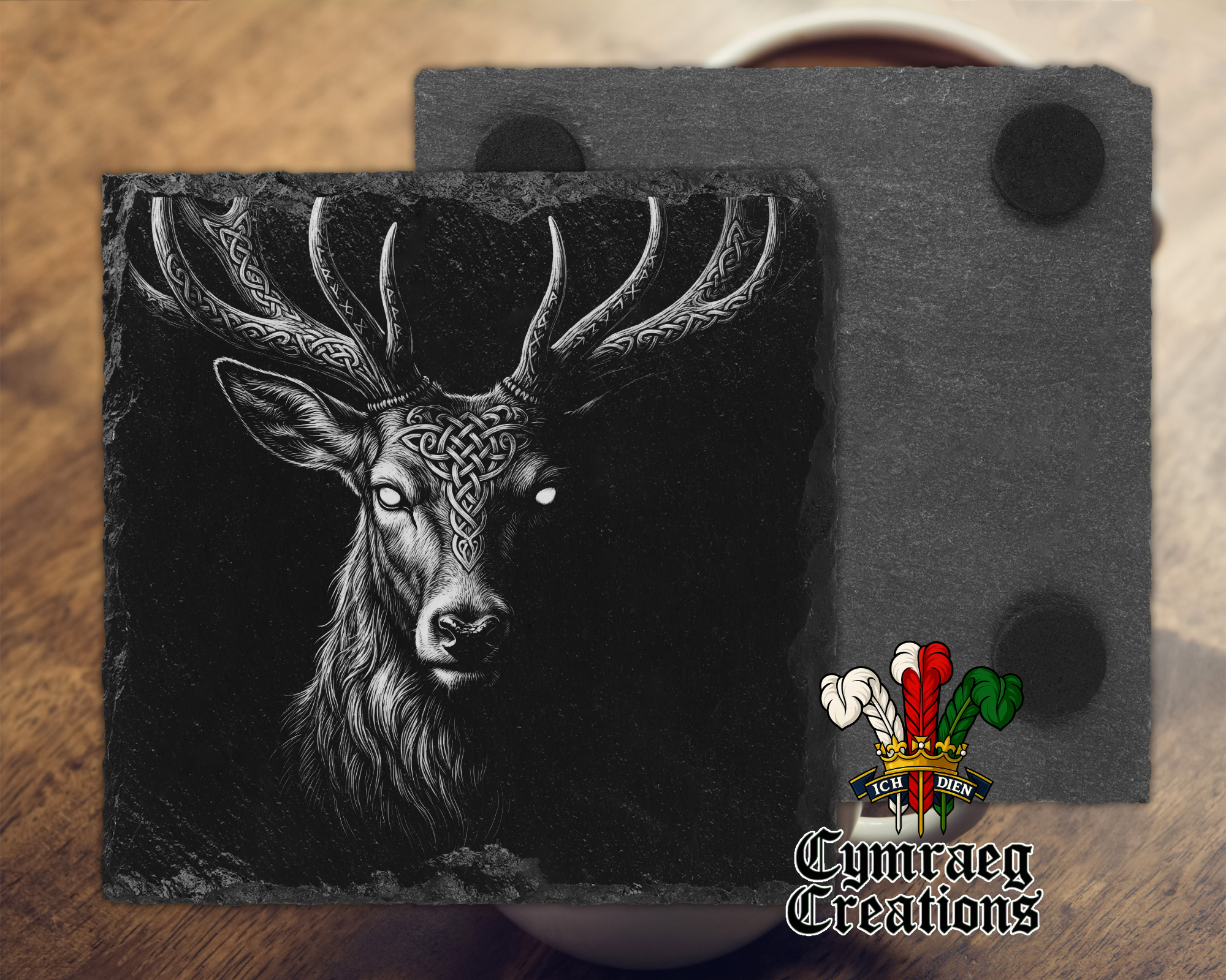 Celtic Animals Engraved Slate Coasters