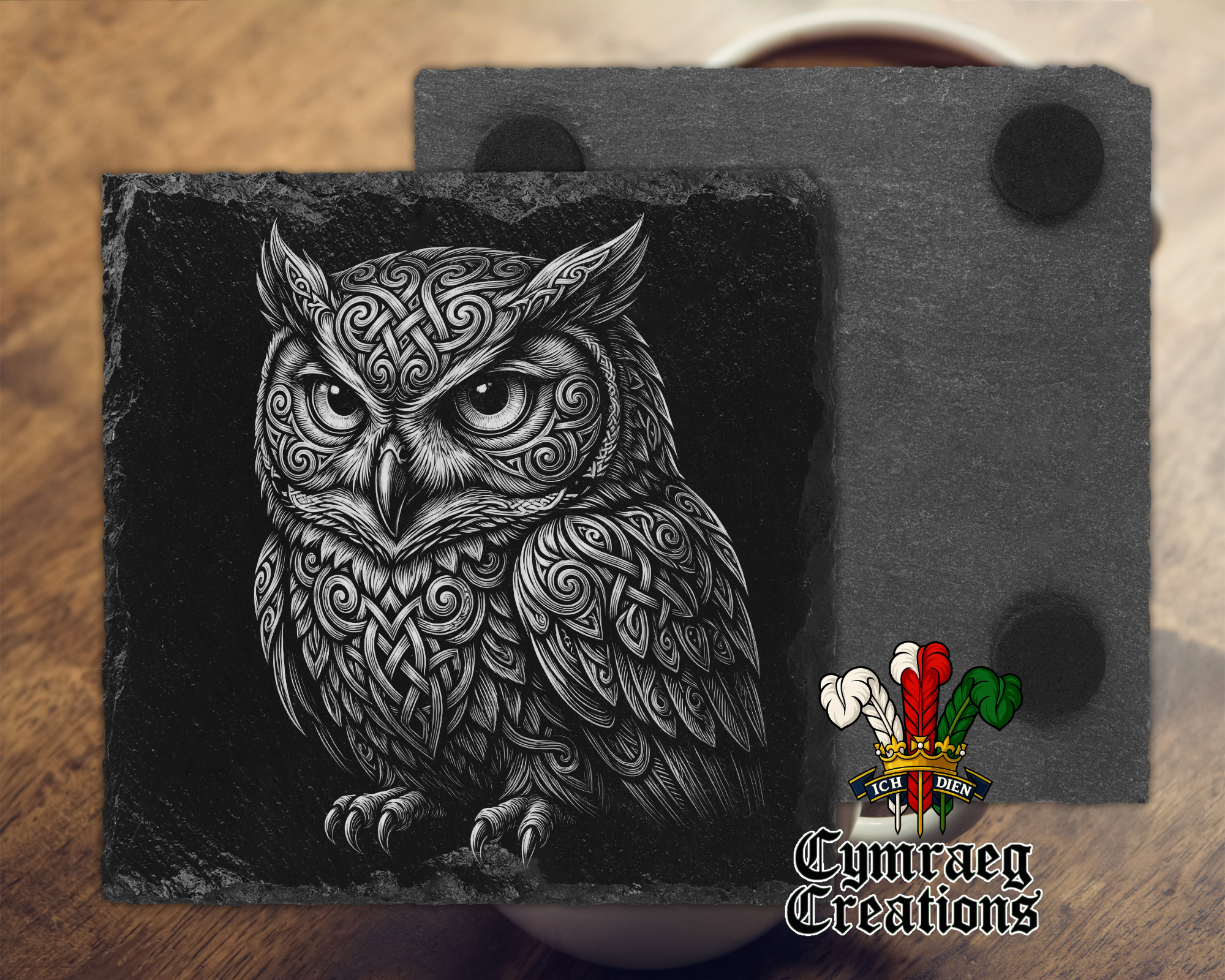 Celtic Animals Engraved Slate Coasters