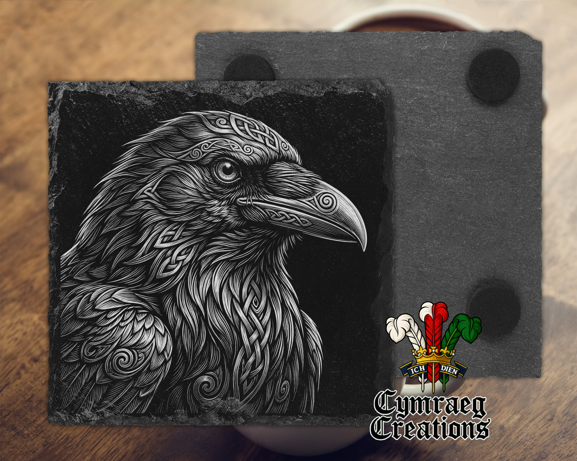 Celtic Animals Engraved Slate Coasters