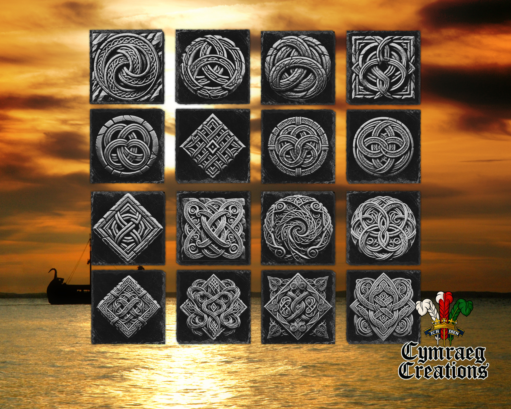 Engraved Celtic Knot Slate Coaster