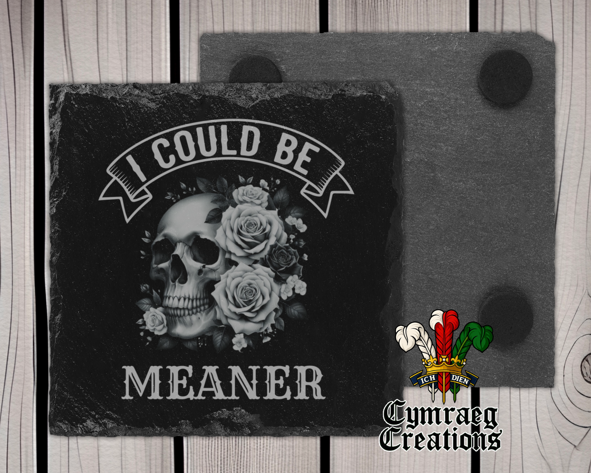 Sarcastic Skull Slate Engraved Coasters