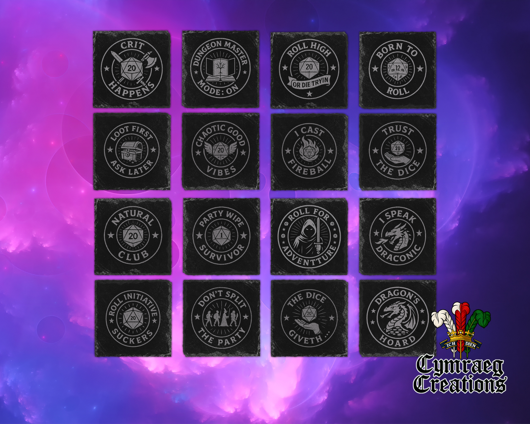 TTRPG Quote Engraved Slate Coasters