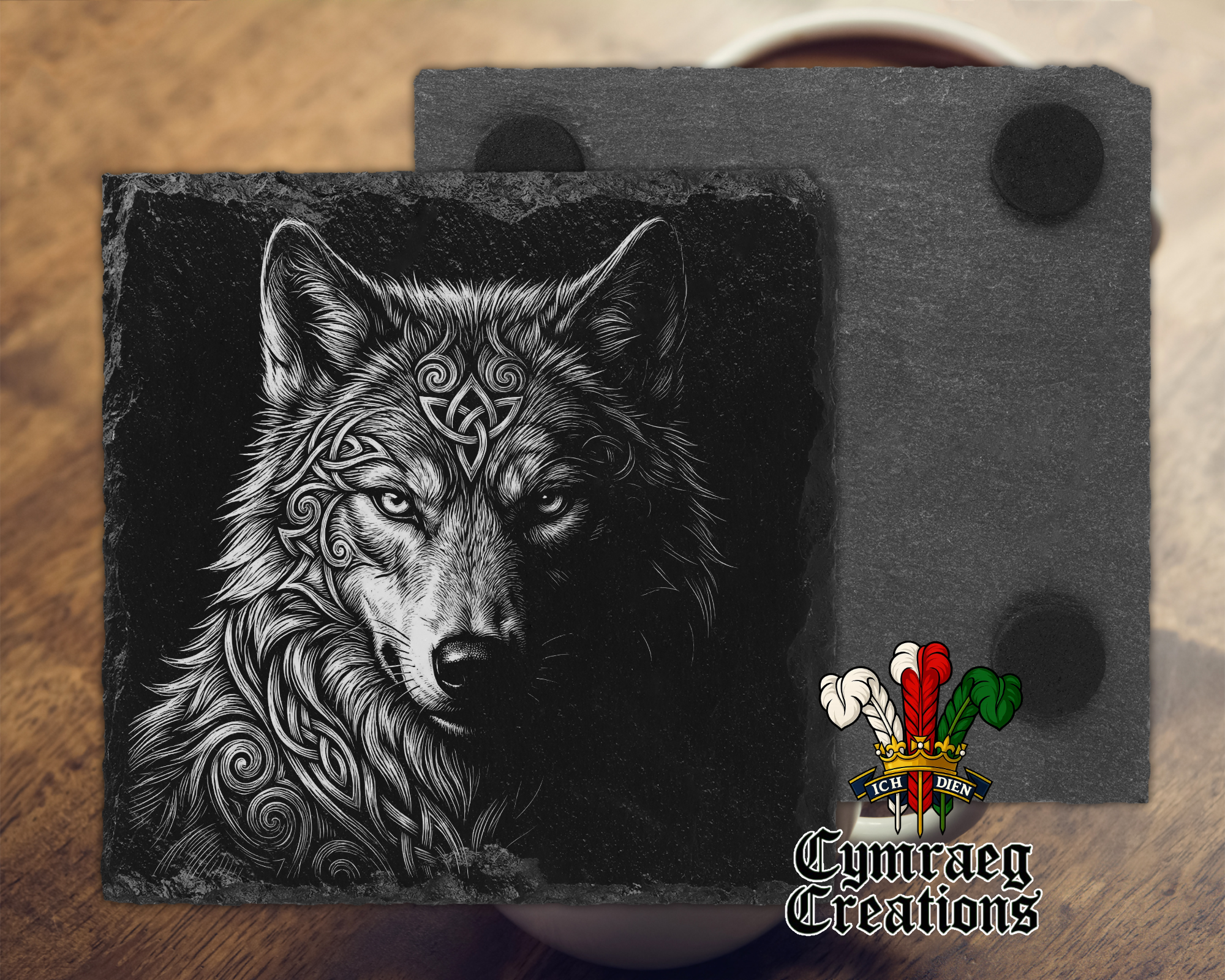 Celtic Animals Engraved Slate Coasters