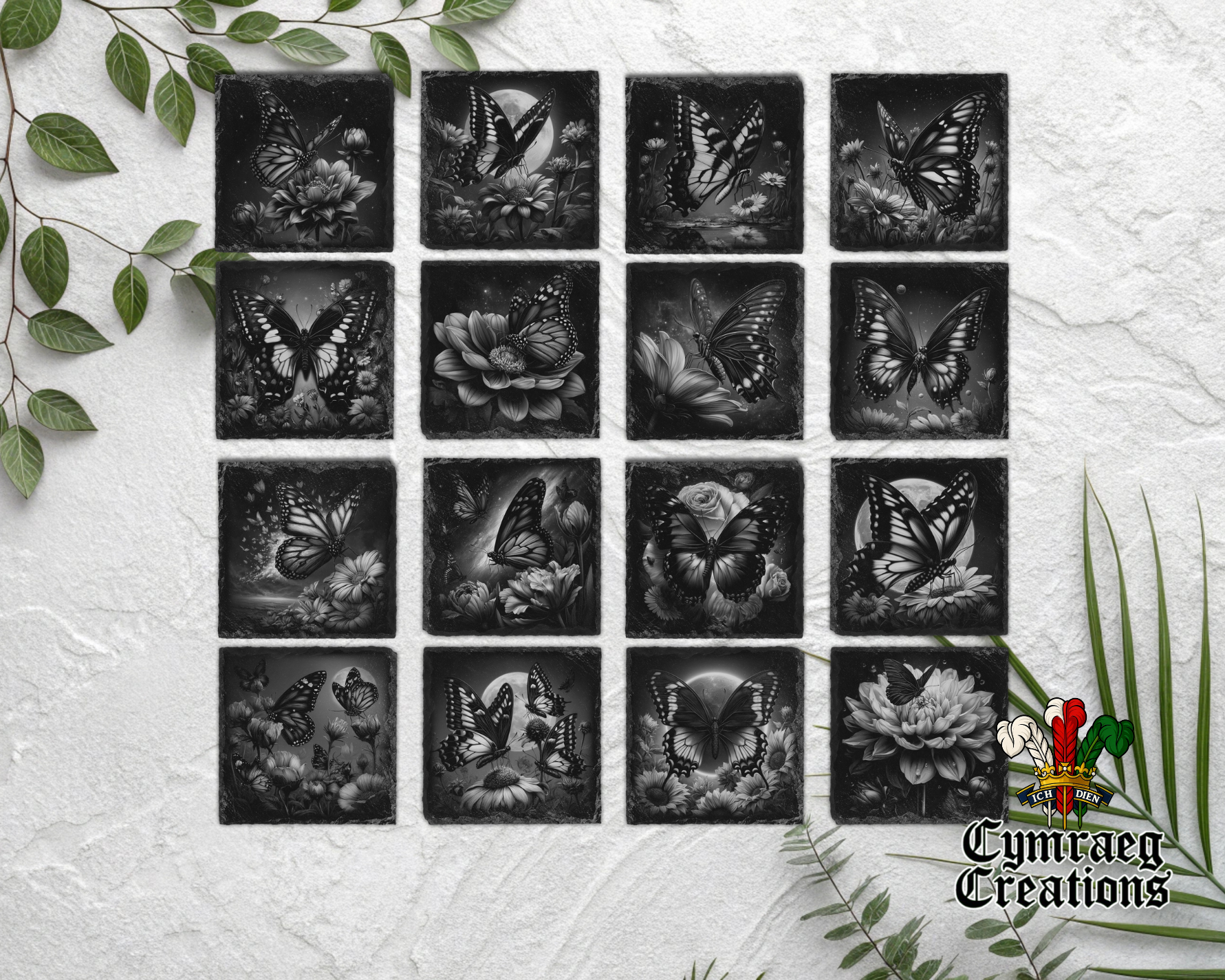 Butterfly Laser Engraved Slate Coasters
