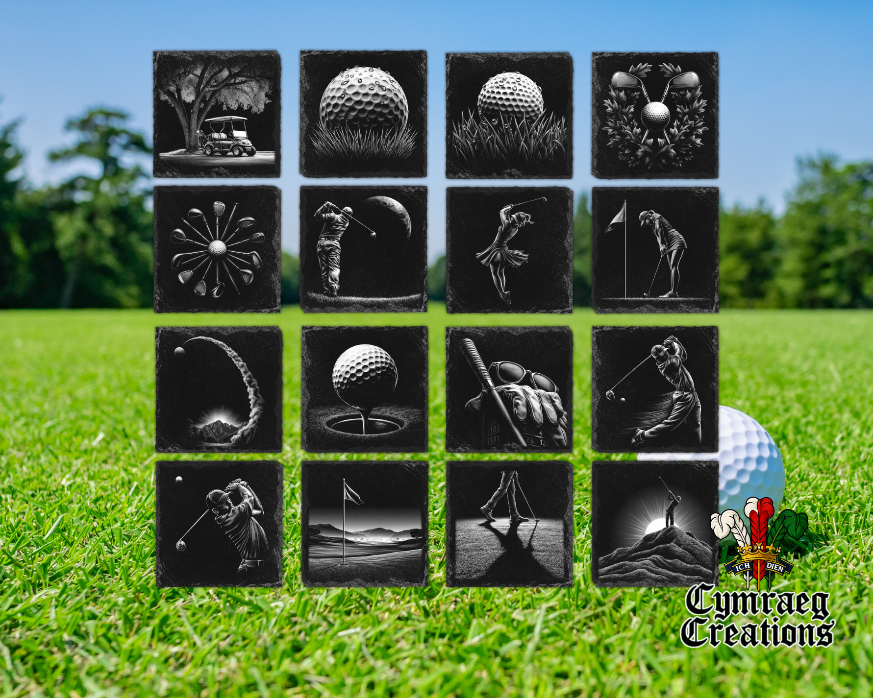 Golf Engraved Slate Coasters