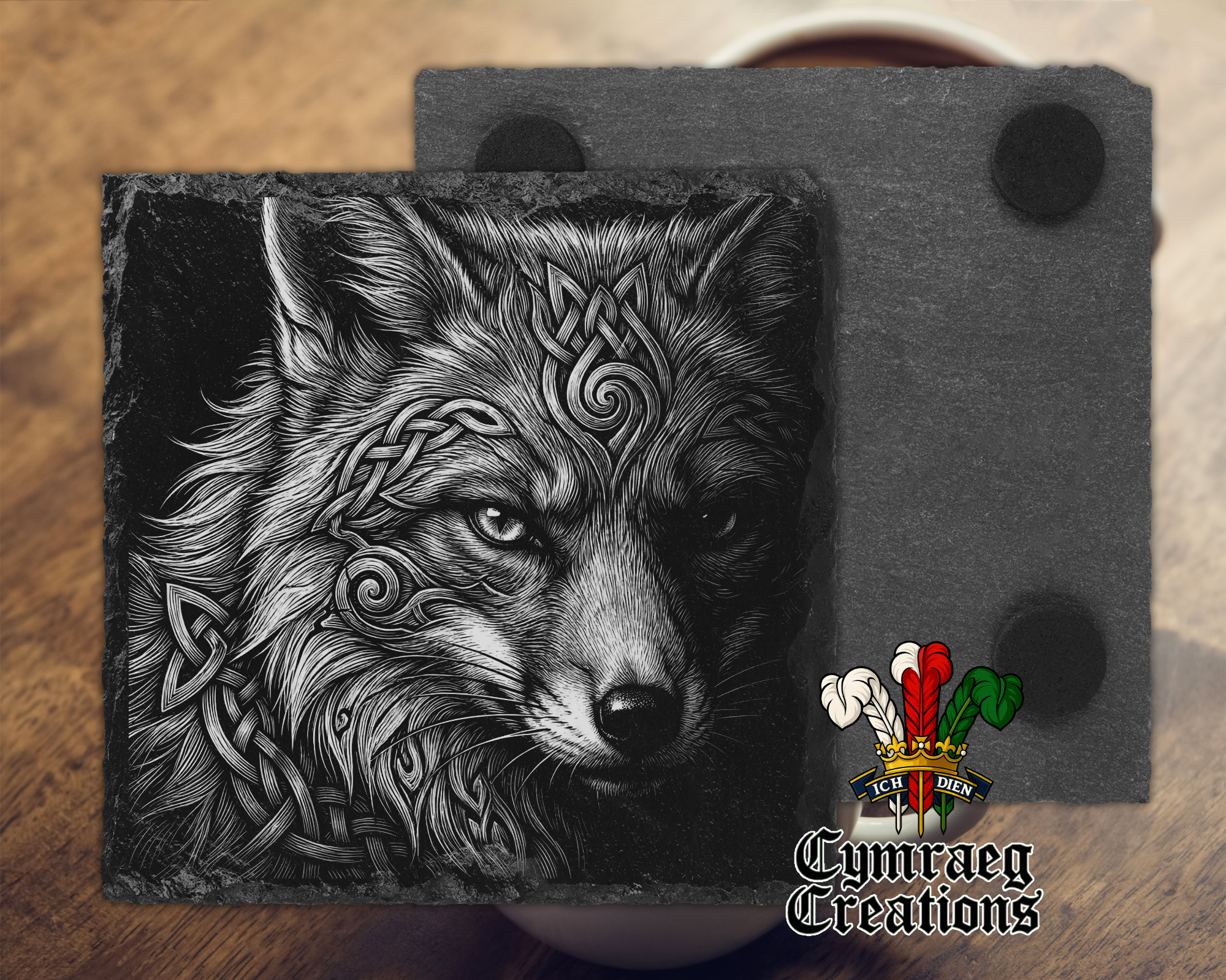 Celtic Animals Engraved Slate Coasters