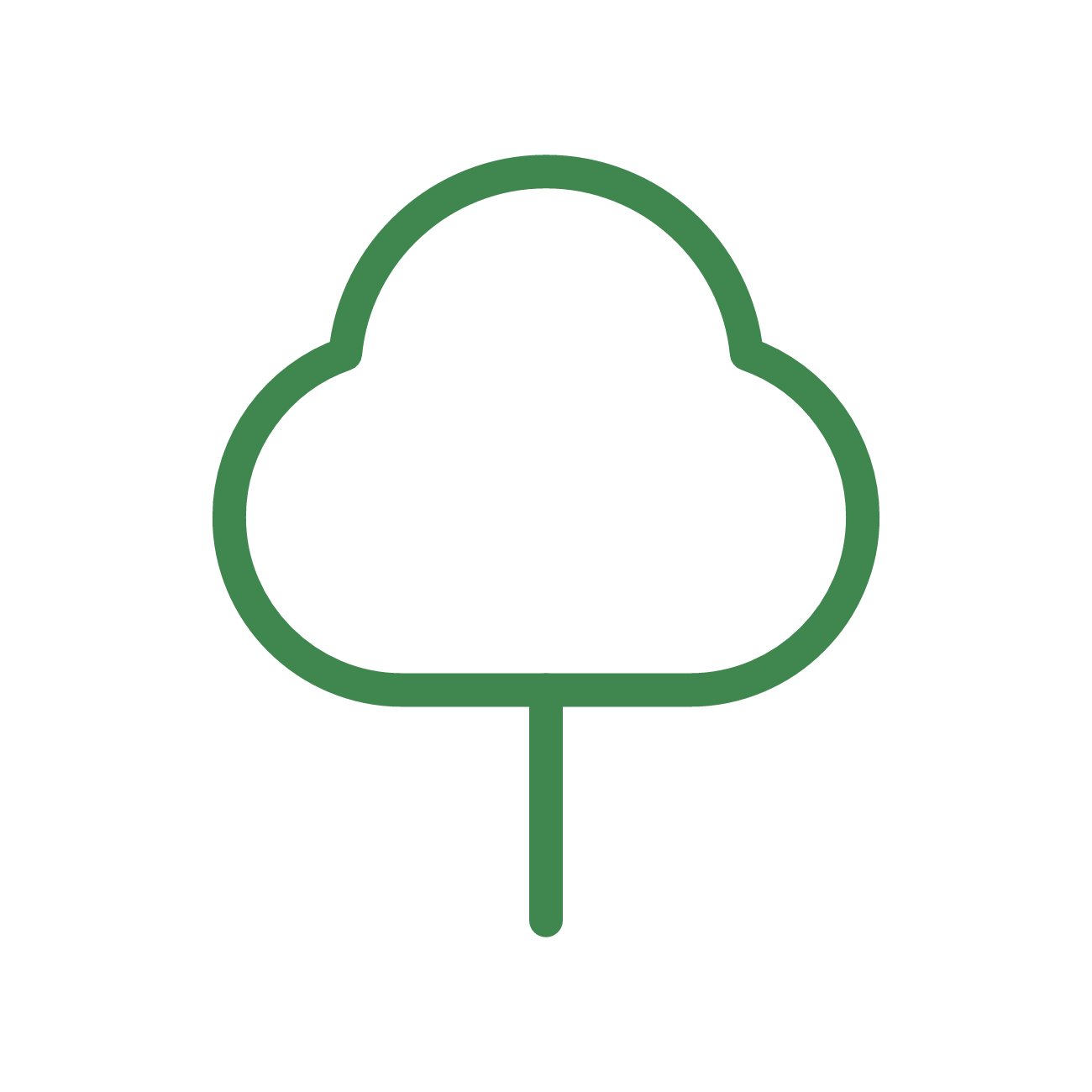 Outline of a cloud with an upward arrow inside, symbolizing cloud upload or cloud computing.