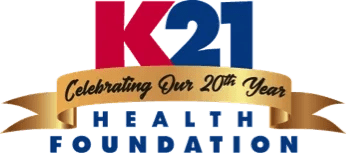 K21 Health Foundation logo featuring a "Celebrating Our 20th Year" banner