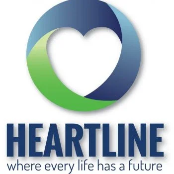 Heartline logo and tagline "where every life has a future"