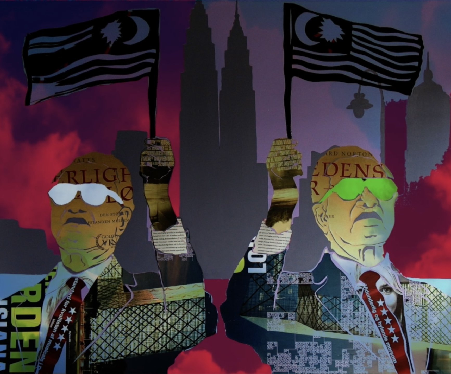 44-second animation derived from a collage and acrylic on canvas (2007), titled Double M, exploring identity, power, and cultural symbolism. Sound in collaboration with sound artist Kamal Sabran.