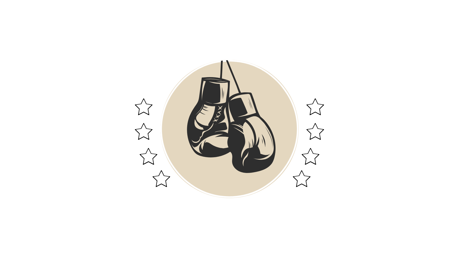 A logo featuring two boxing gloves hanging, surrounded by a circular border with the text 'Three Two's Boxing' and star symbols.