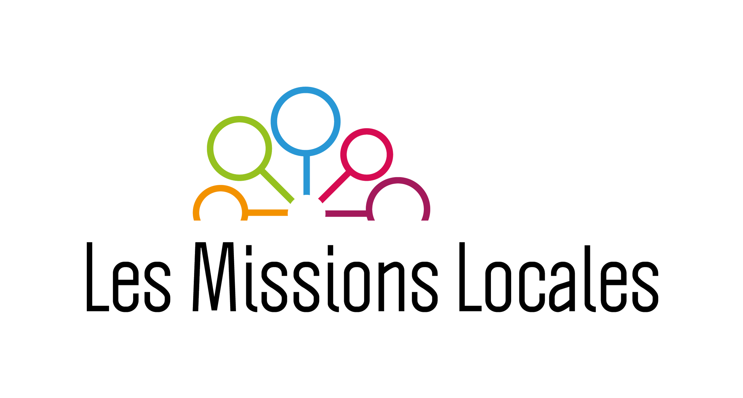Logo with abstract figures in various colors above black text that reads 'Les Missions Locales'.