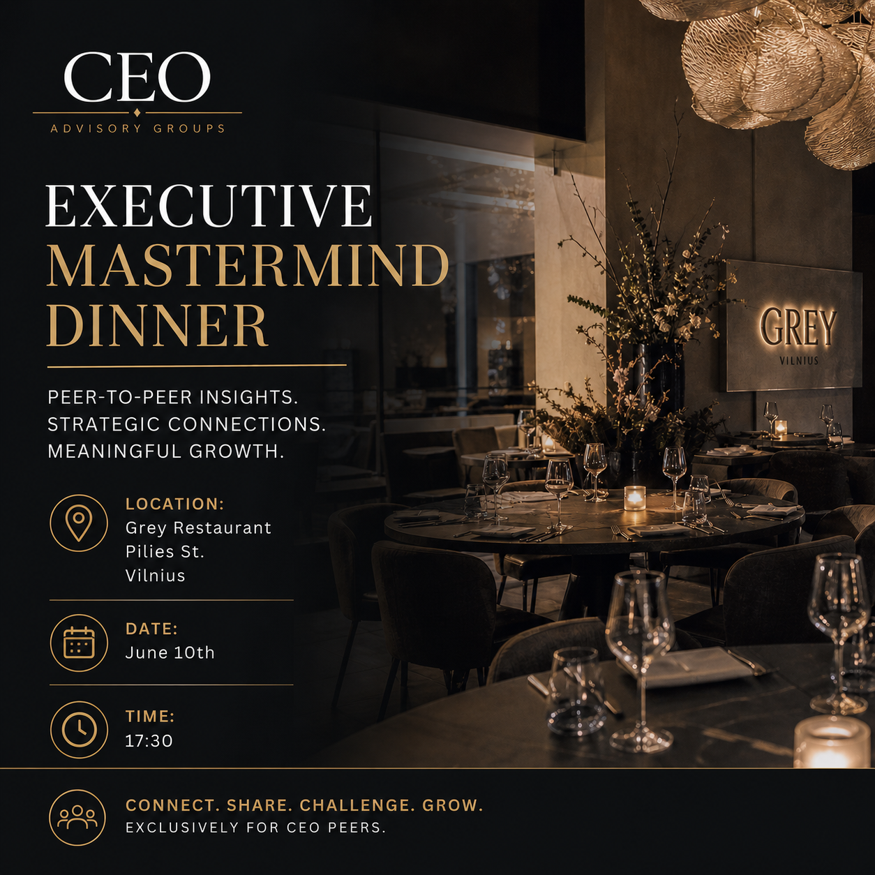 Executive Mastermind Dinner Hosted by CEO Advisory Board Group Vilnius 