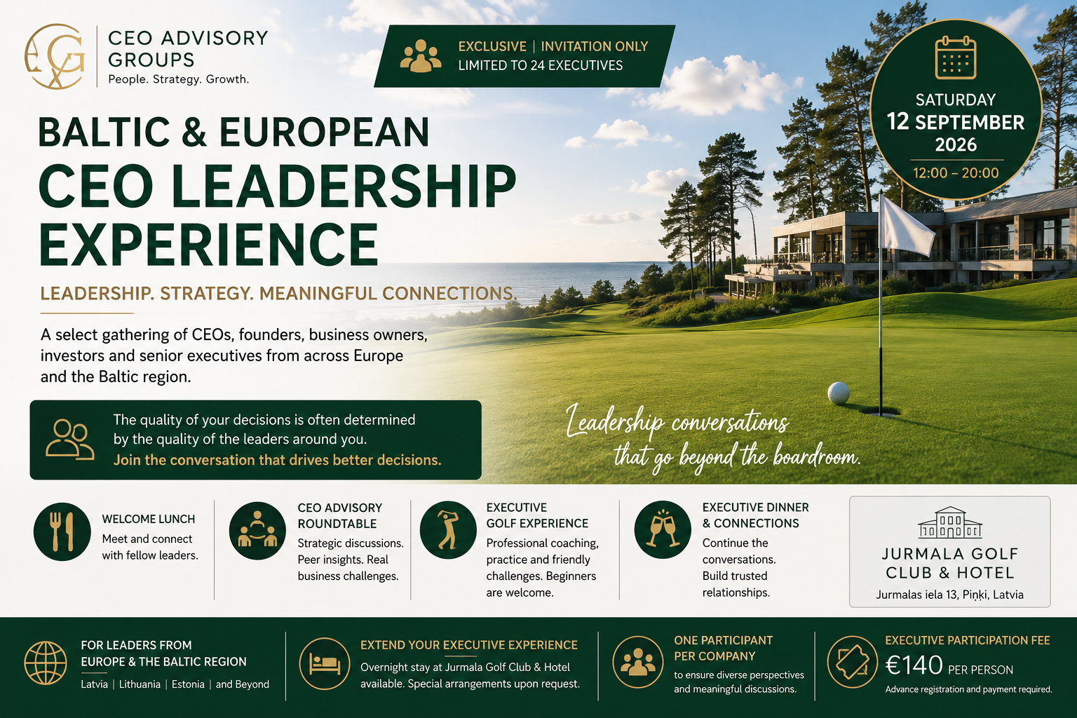 Baltic &amp; European CEO Leadership Experience over Golf 