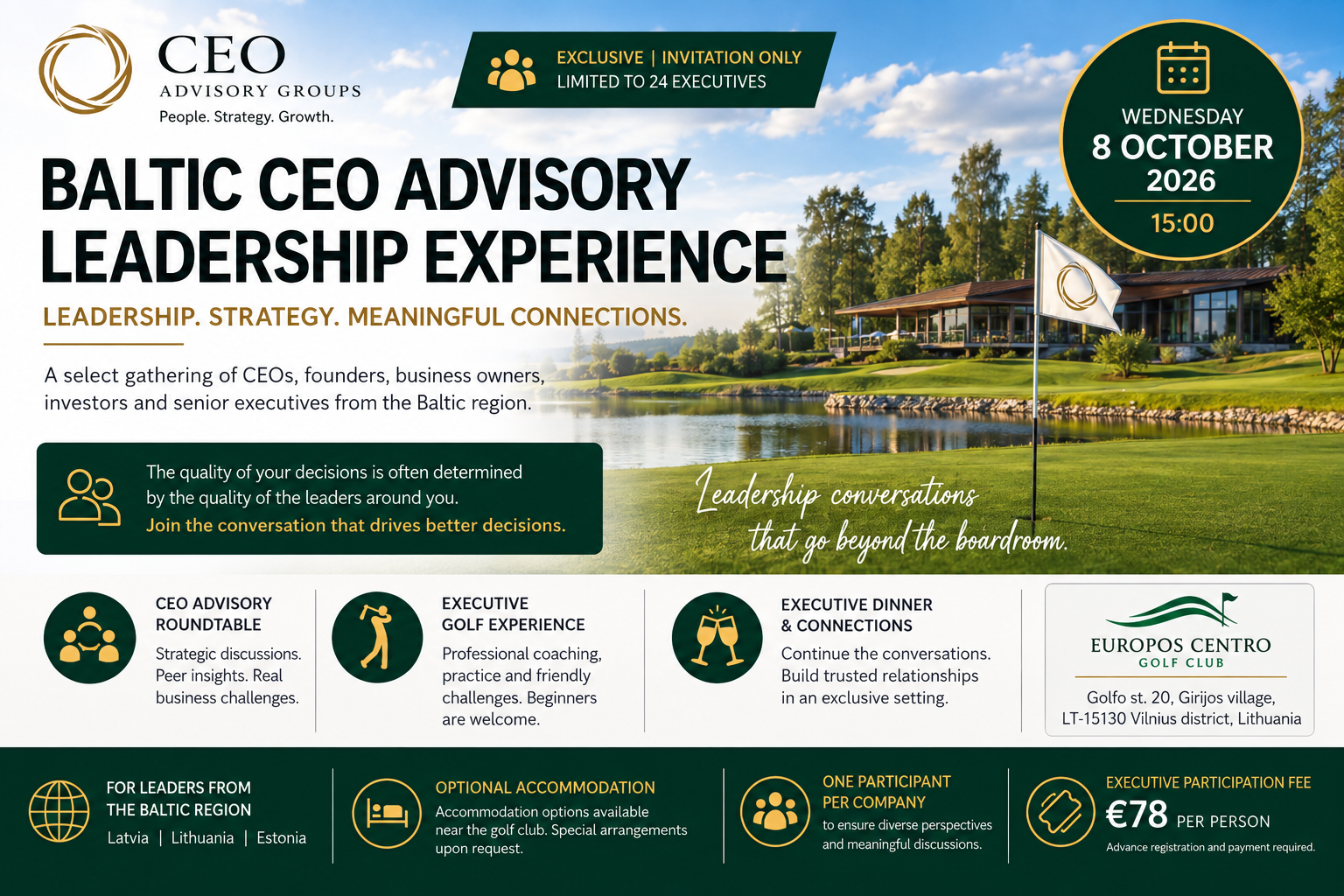 CEO Advisory Leadership Experience over Golf Lithuania