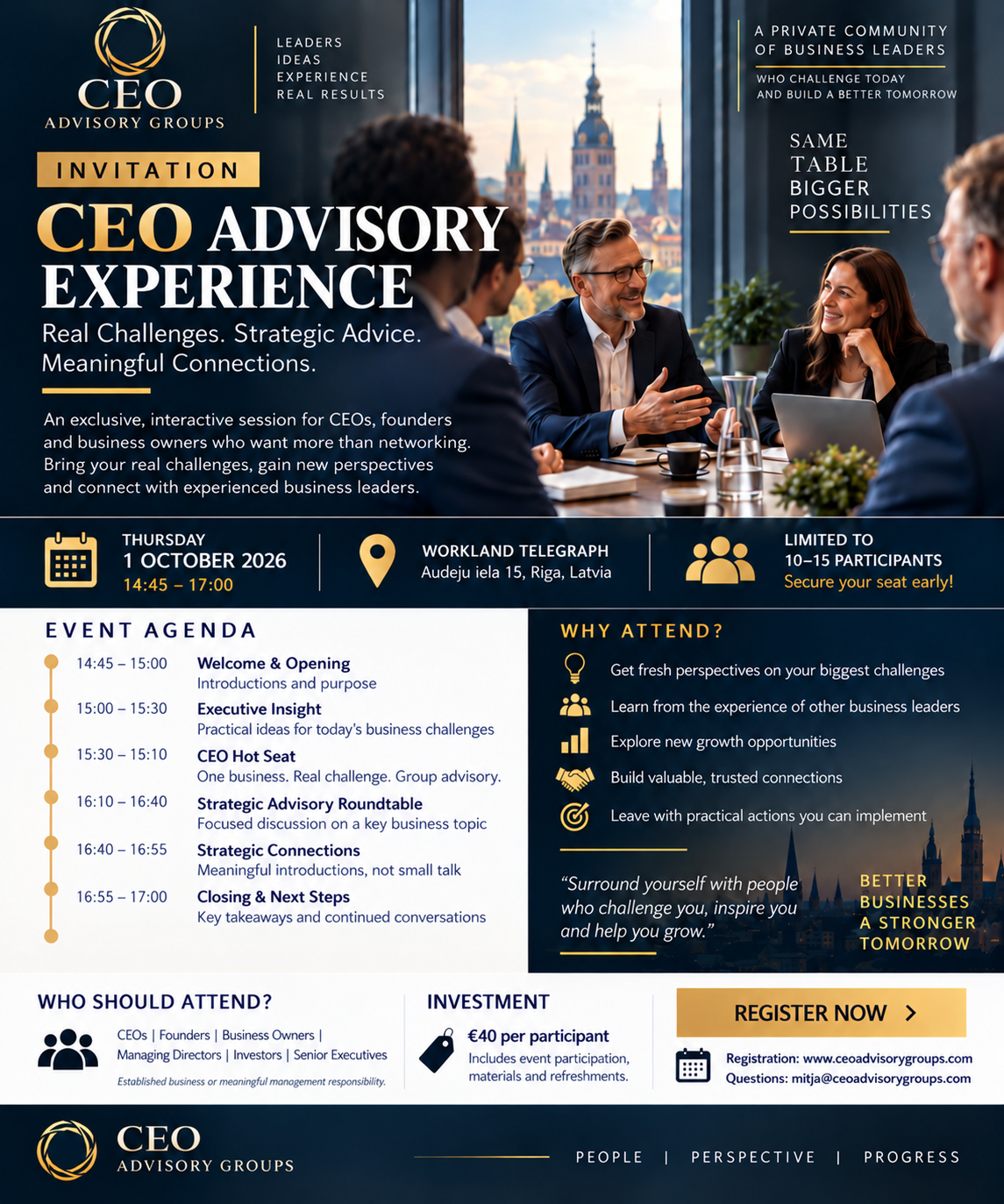 CEO Advisory Experience Riga</span>