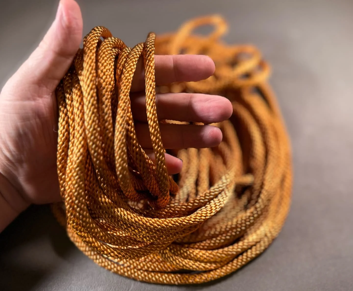 Gold shibari rope