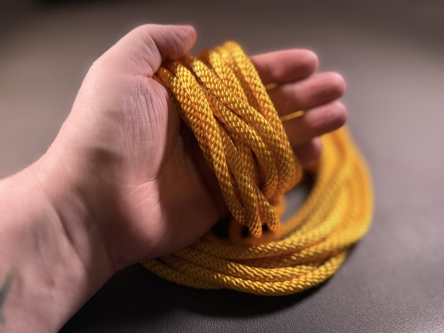 Yellow shibari rope