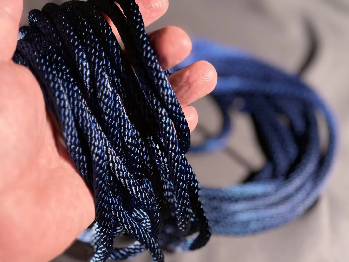 Blue shibari rope