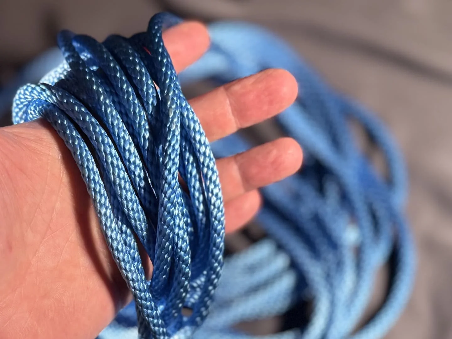 Blue shibari rope