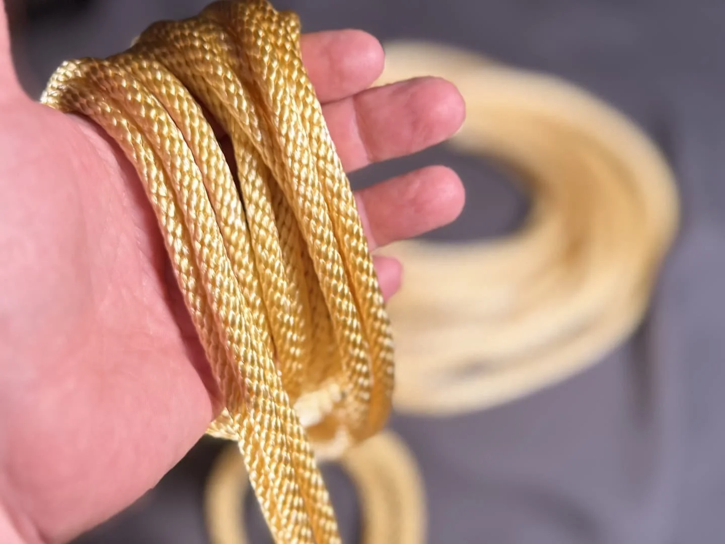 Yellow shibari rope