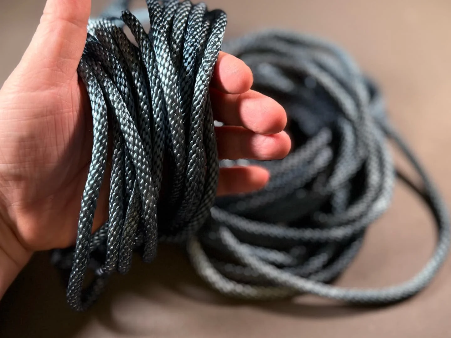 Gray shibari rope