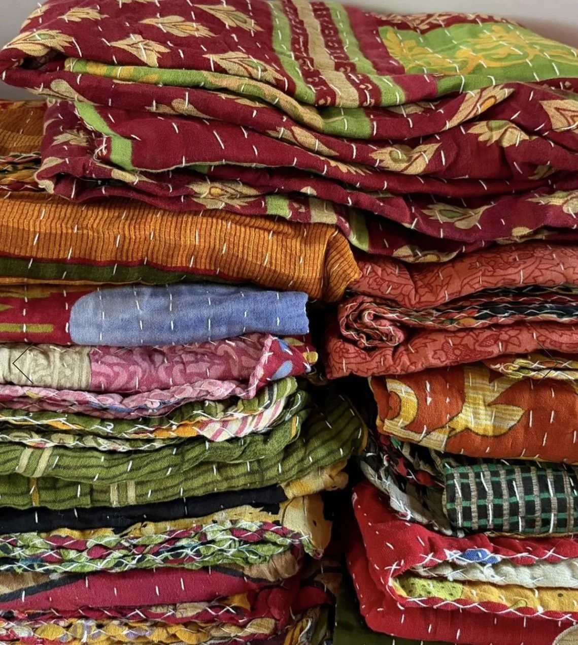 Reviews - Vintage Kantha Quilt – Reversible Handmade Throw from Recycled Sari Cotton
