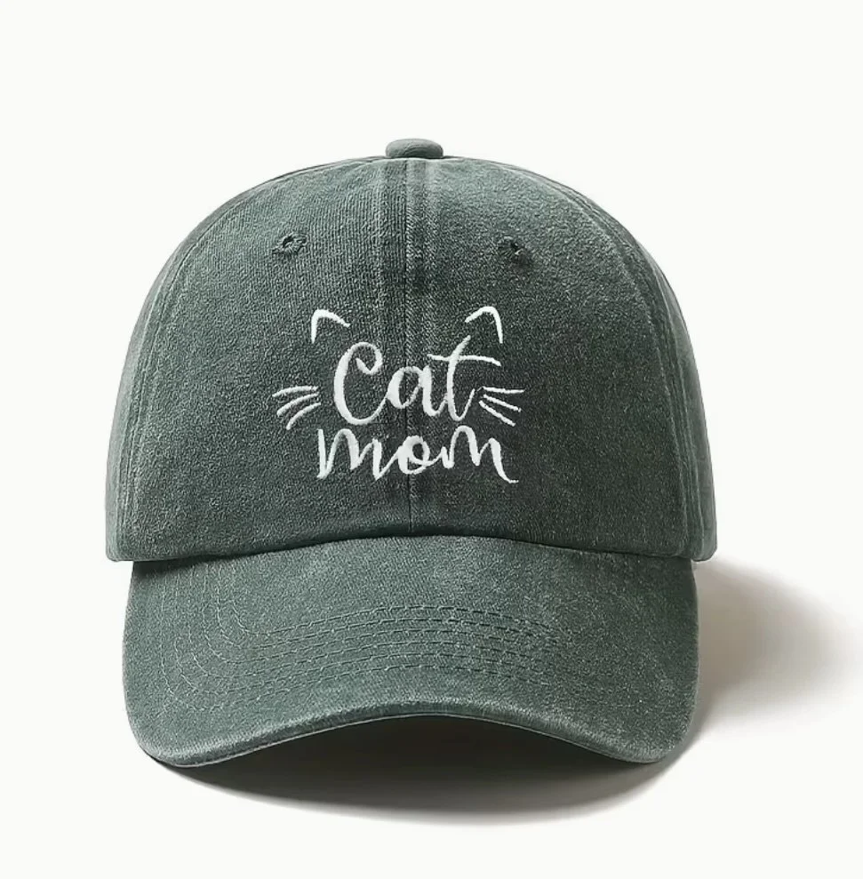 Cat Mom Embroidered Hat – Vintage Style Cap for Cat Lovers