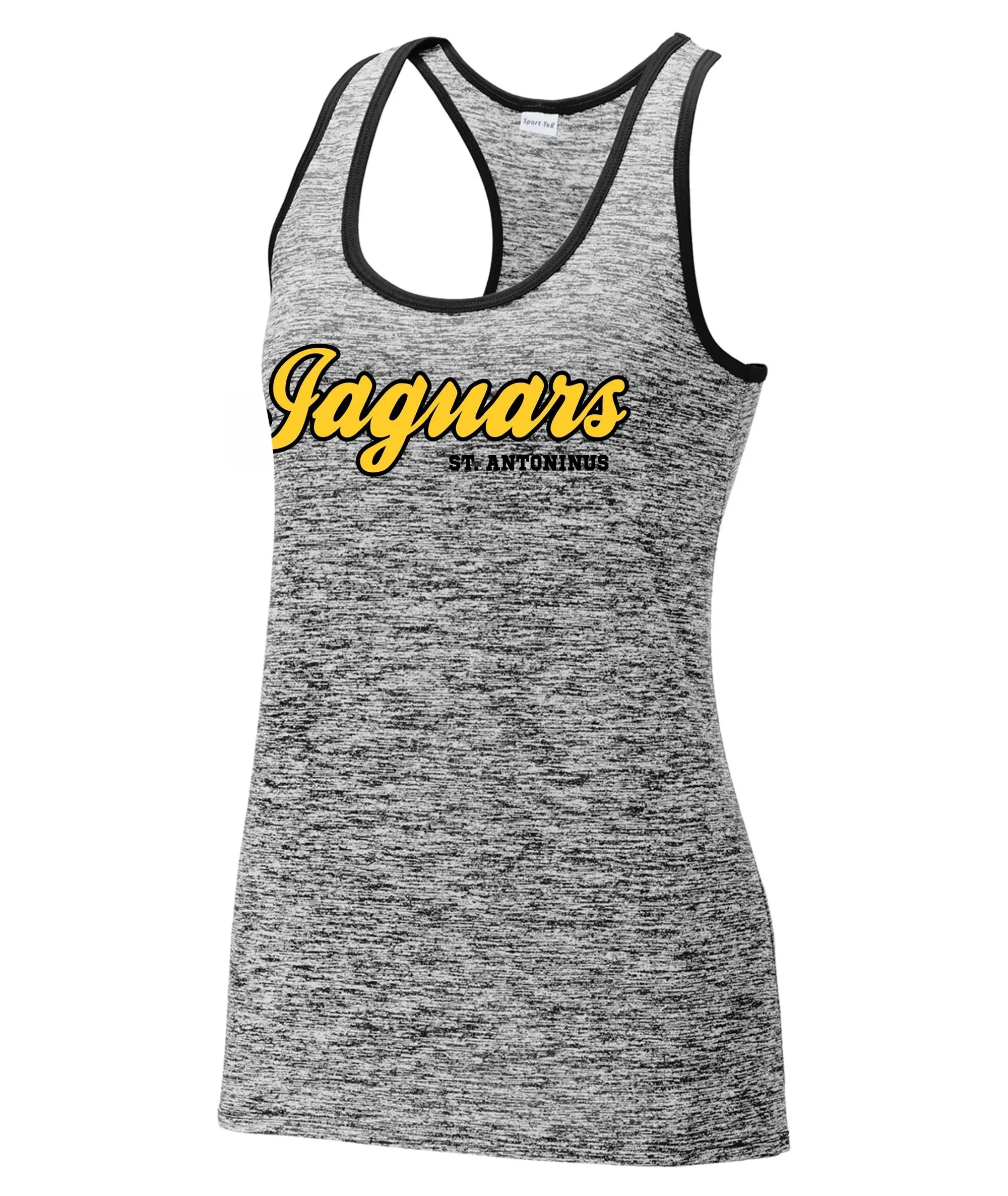 Ladies Heathered Black/Gray Racerback Tank Top - Dri-Fit