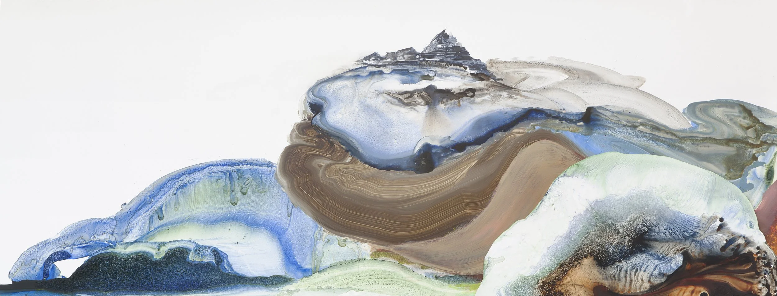 The Monumental and the Molecular. Acrylic on Yupo. 30” x 80”
