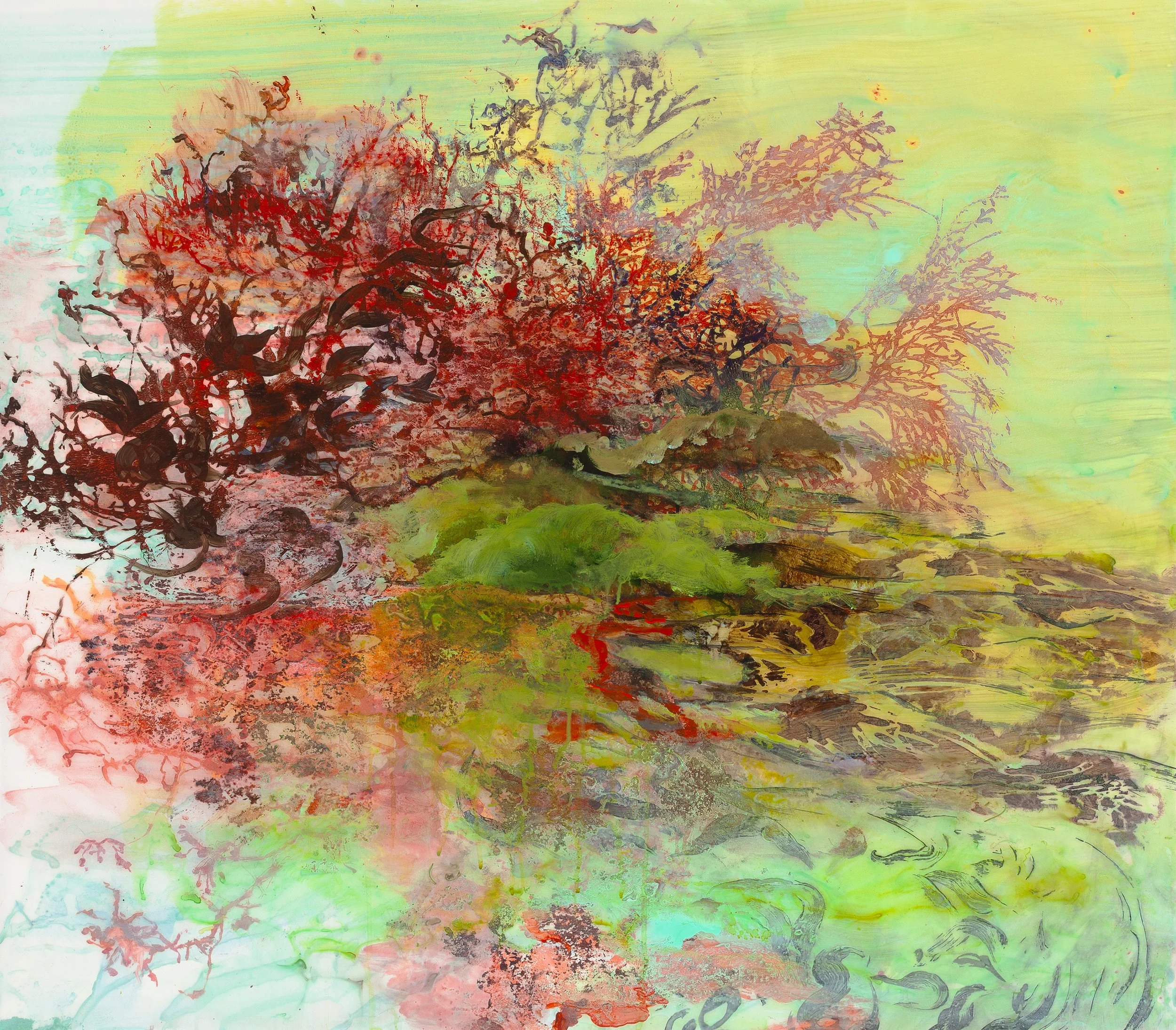 Vernal Messenger. 2025. Acrylic on duralar	40"x 34"