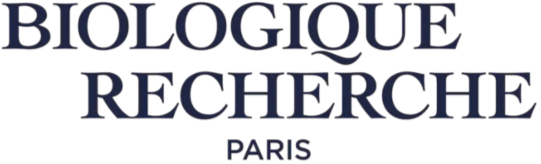 Logo with the words "Biologique Recherche Paris" in dark blue text with a blue underline.
