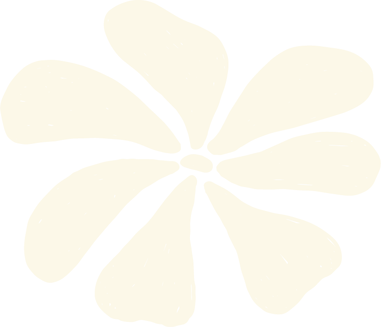 A stylized, monochrome illustration of a flower with eight large petals and a small center, in cream and black colors for garden and landscaping brand in Calgary