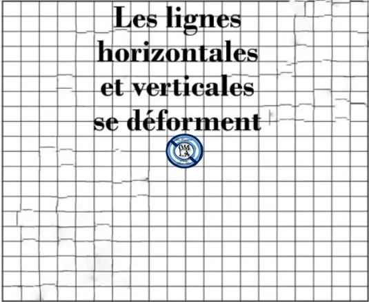 Texte éducatif en français disant que les lignes horizontales et verticales se déforment sur une grille