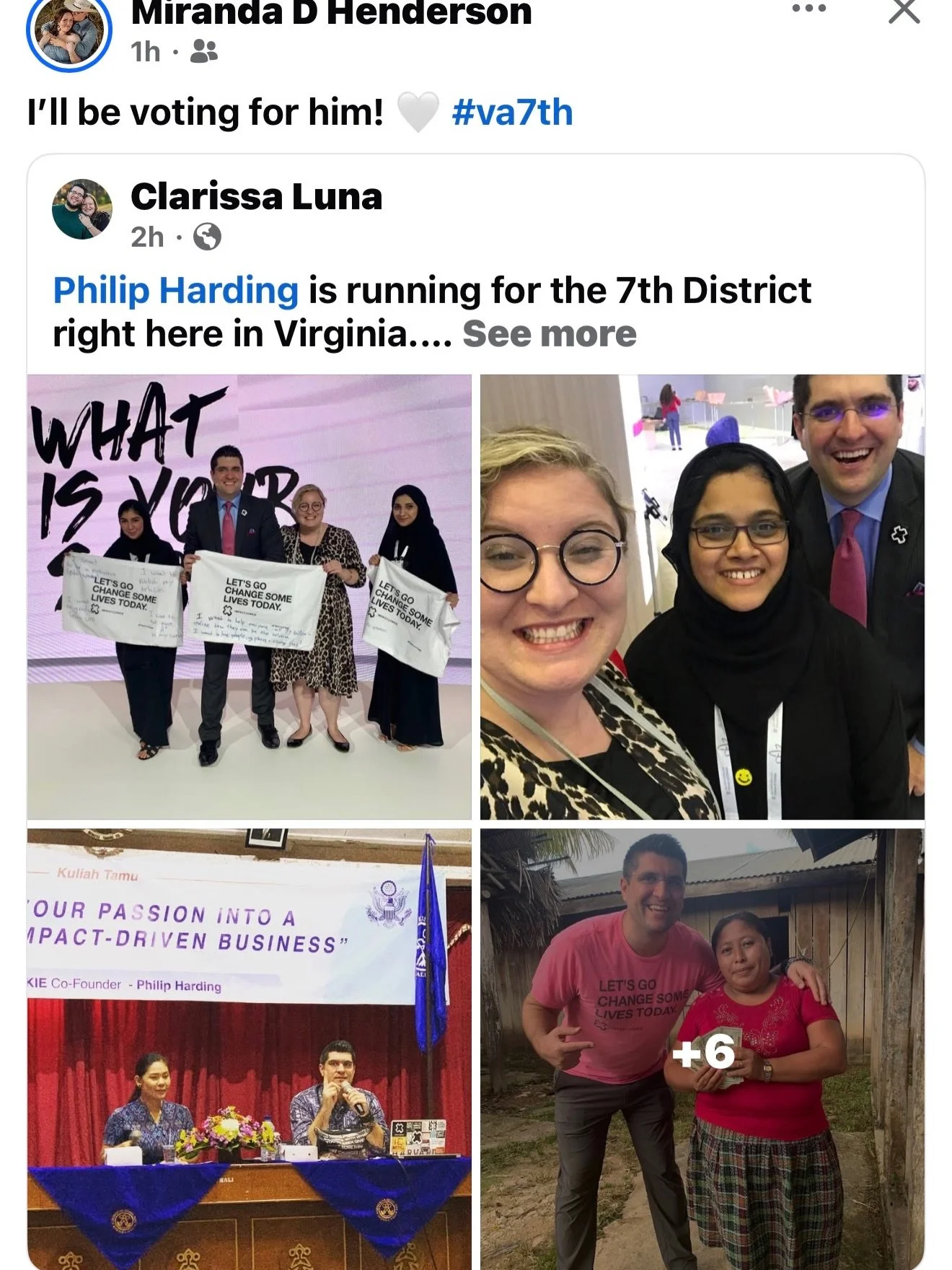 America made by us 🇺🇸

Thank you Clarissa: 

Philip Harding is running for the 7th District right here in Virginia.

This district is one of the most globally diverse districts and they need someone who represents them for what is possible.

For fa